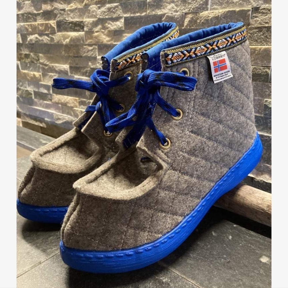 Nye NESNA Lobben 48 Gray Blue Mens BOILED Wool Boots Buy 2x Bigger Than Normal